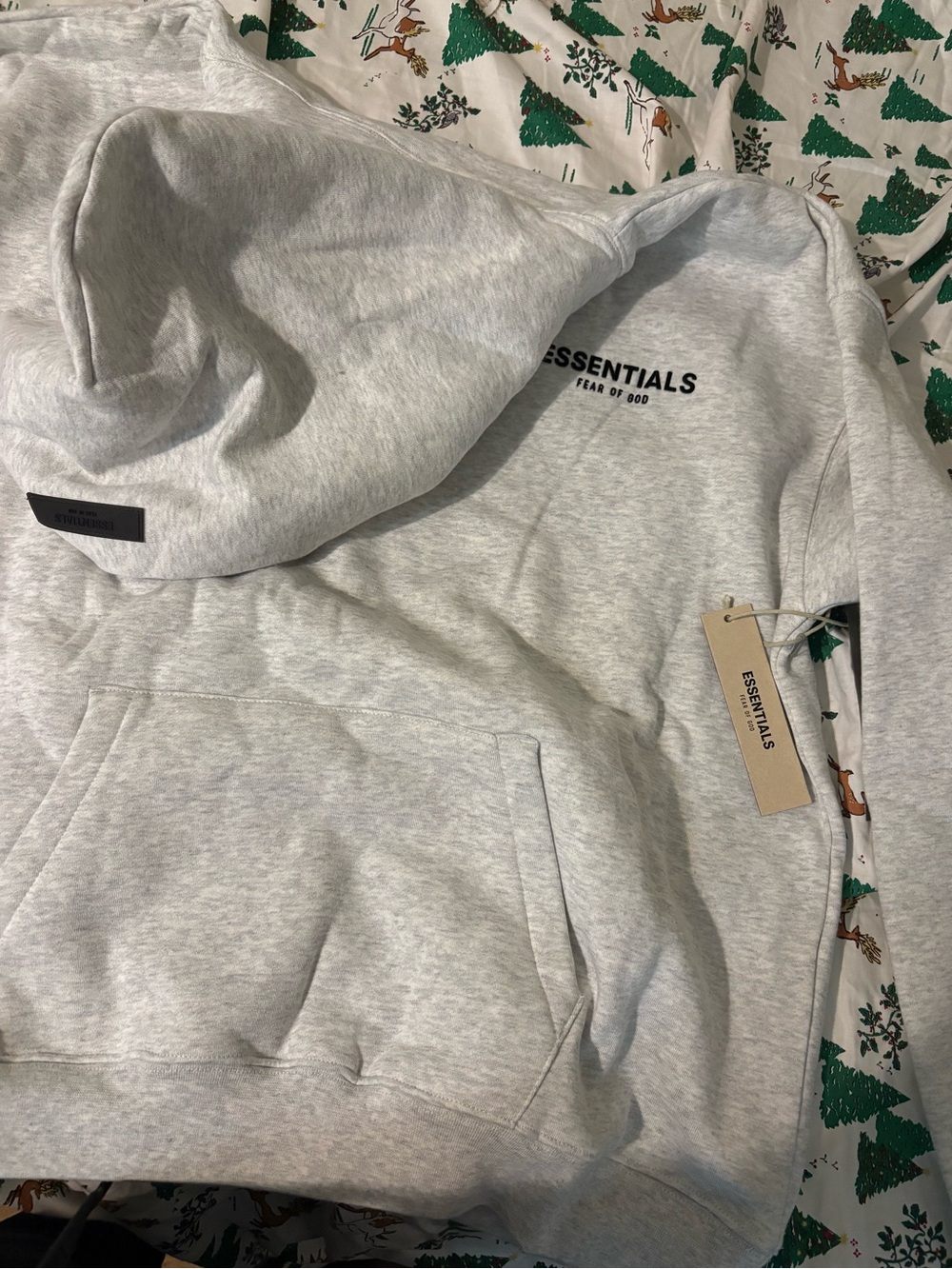 Essentials Light Gray Heather Hoodie with Front Pocket-BRAND NEW-TAGS
